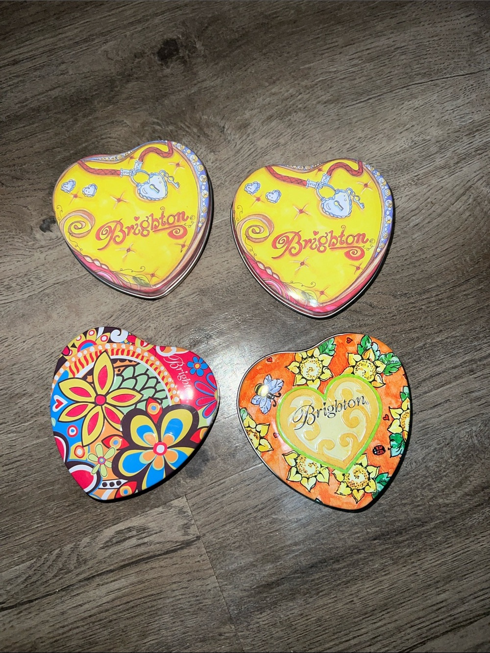 4 Brighton Heart Tins - Yellow, Orange, Multicolor